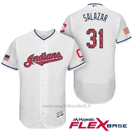 Maglia Baseball Uomo Cleveland Indians 2017 Estrellas y Rayas Danny Salazar Bianco Flex Base